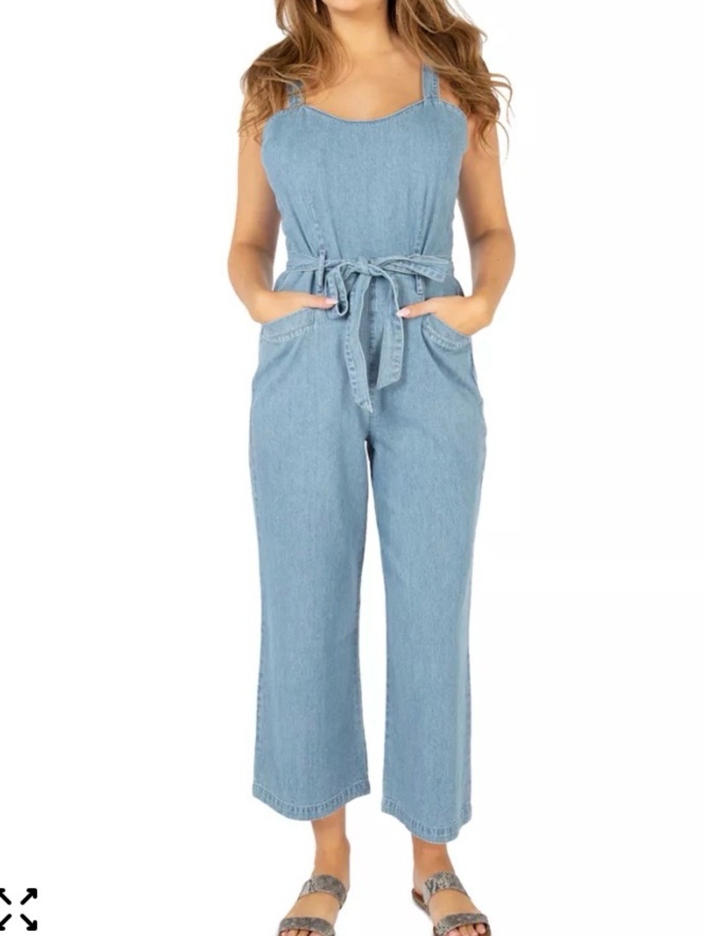 Rewash Light Blue Denim Jumpsuit with Tie Waist